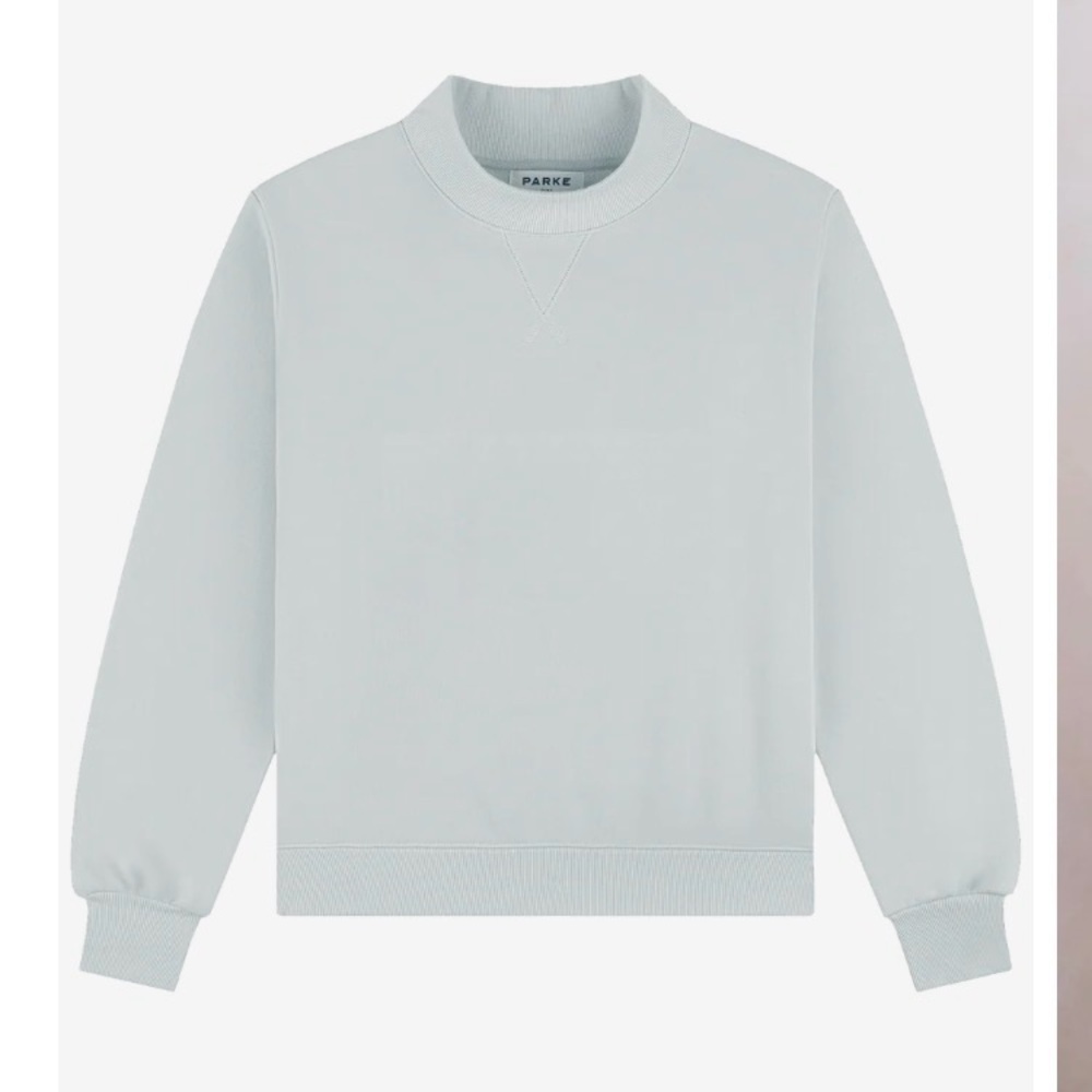 PARKE pale blue S/M mock neck  sweatshirt